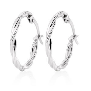 9ct White Gold Twist Hoop Earrings