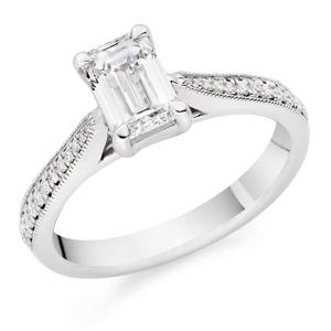 Once Platinum Emerald Cut Diamond Ring