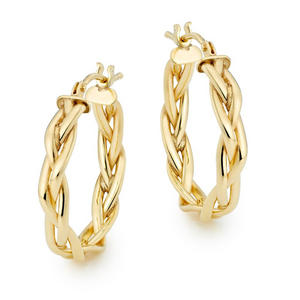 9ct Gold Plait Hoop Earrings