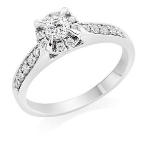 9ct White Gold Diamond Halo Ring