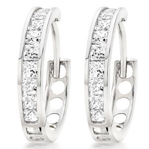 9ct White Gold Cubic Zirconia Hoop Earrings