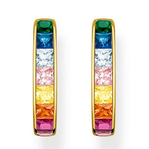 Yellow Gold Plated Rainbow Hoop Earrings