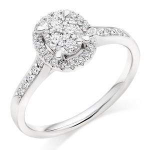 Platinum Diamond Cluster Halo Ring