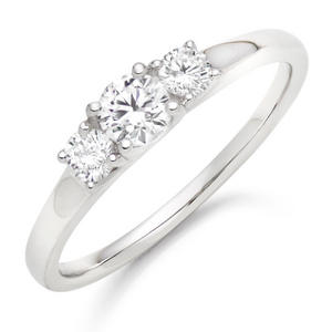 18ct White Gold Diamond Three Stone Ring