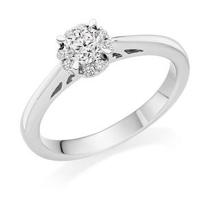18ct White Gold Diamond Halo Ring