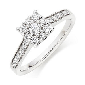 9ct White Gold Diamond Cluster Ring