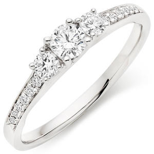 18ct White Gold Diamond Three Stone Ring