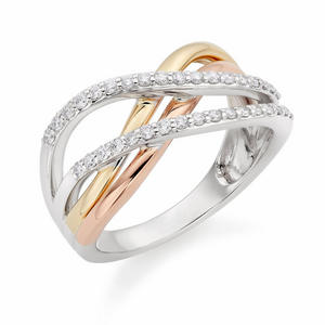 9ct Three Colour Gold Diamond Ring