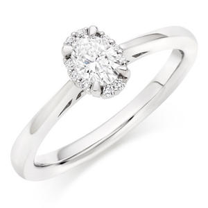 18ct White Gold Diamond Oval Cut Halo Ring
