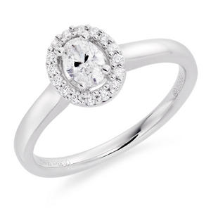 Platinum Diamond Oval Cut Halo Ring