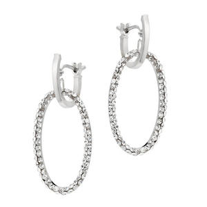 9ct White Gold Crystal Hoop Earrings