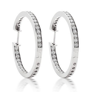 Silver Cubic Zirconia Round Hoop Earrings