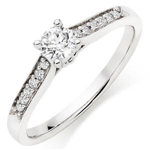 9ct White Gold Diamond Solitaire Ring