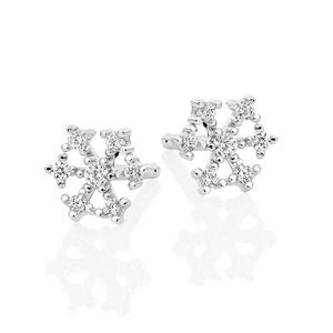 Silver Cubic Zirconia Snowflake Stud Earrings