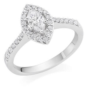 Platinum Diamond Marquise Cut Halo Ring