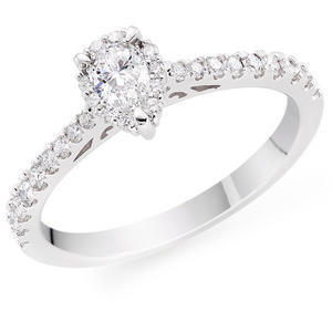 18ct White Gold Diamond Pear Shaped Halo Ring