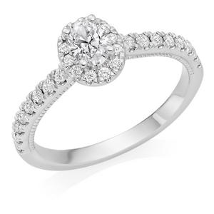Yasmin Platinum Diamond Royal Asscher Oval Cut Halo Ring
