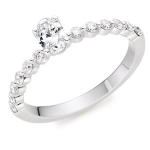 Starlit Platinum Diamond Oval Cut Ring