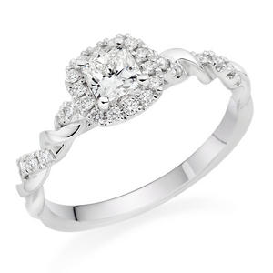 Entwine Platinum Diamond Cushion Cut Halo Ring