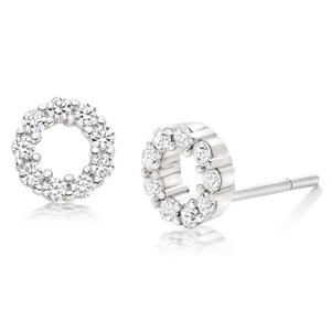 Silver Cubic Zirconia Circle Stud Earrings