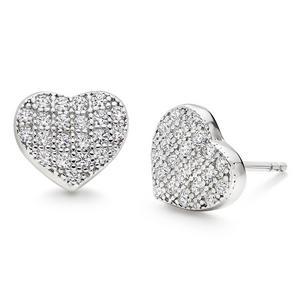Silver Cubic Zirconia Heart Earrings