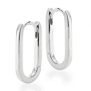 Silver Rectangular Hoop Earrings