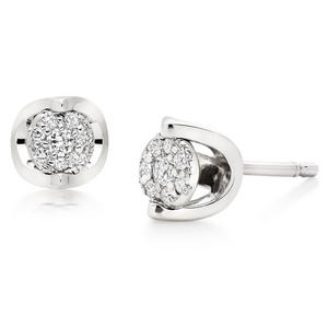 9ct White Gold Diamond Stud Earrings