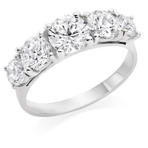 9ct White Gold Cubic Zirconia Graduated Ring