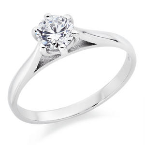 9ct White Gold Cubic Zirconia Solitaire Ring