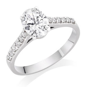 9ct White Gold Oval Cut Cubic Zirconia Solitaire Ring