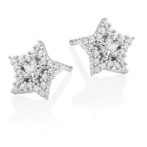 Silver Cubic Zirconia Star Stud Earrings