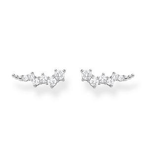 Silver Star Cluster Cubic Zirconia Climber Earrings