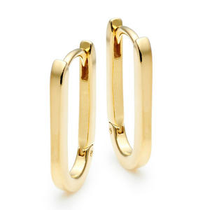 Yellow Gold Plated Rectangular Hoop Earrings