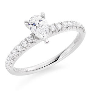 Platinum Diamond Pear Shaped Solitaire Ring