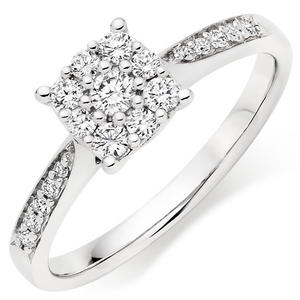 18ct White Gold Diamond Cluster Ring
