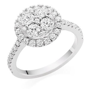 Scintillation Platinum Diamond Cluster Ring
