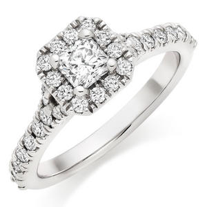 Transcend Platinum Diamond Princess Cut Halo Ring