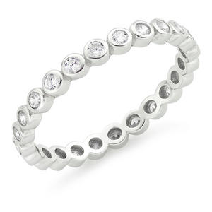 Silver Cubic Zirconia Bubble Stacking Ring