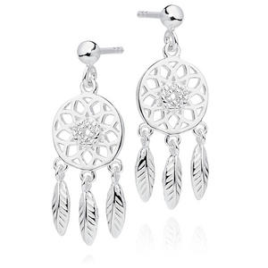 Silver Cubic Zirconia Dreamcatcher Earrings