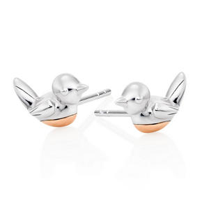 Silver 18ct Rose Gold Plated Robin Earrings