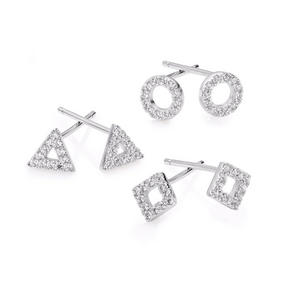 Silver Cubic Zirconia Earring Trio Set
