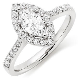 Platinum Diamond Marquise Cut Halo Ring