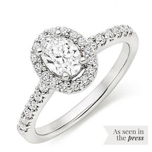 Platinum Diamond Oval Cut Halo Ring