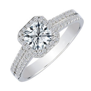 18ct White Gold Diamond Halo Engagement Ring
