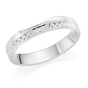 9ct White Gold Shaped Sparkle Edge Wedding Ring