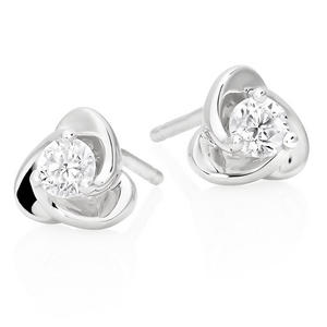 9ct White Gold Diamond Stud Earrings