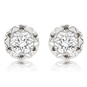 9ct White Gold Diamond Stud Earrings