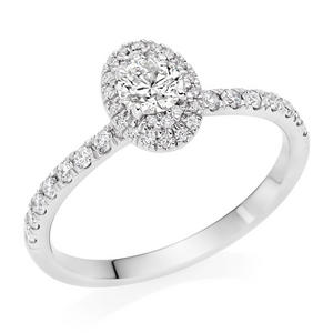 Juliette Platinum Diamond Oval Halo Ring