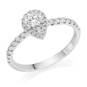 Platinum Pear-Shaped Diamond Halo Ring