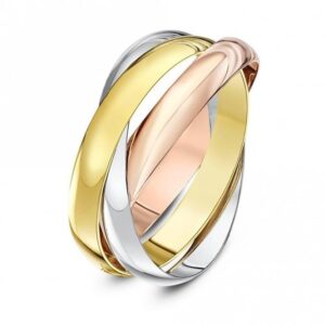 18ct Three Colour Gold Russian 3mm Wedding Ring